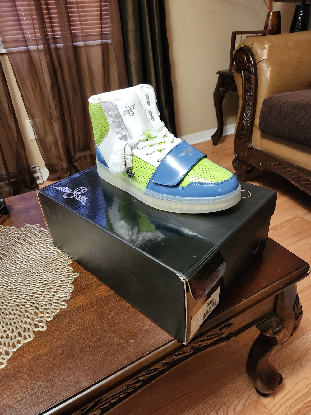 Creative Recreation White Lime Blue High-Top Sneakers